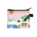 Mini pochette piatta con cerniera, illustrazione di paesaggio e anello per appenderla - 11-Paesaggio velico