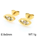 Boucles d'oreilles œil maléfique dorées avec cristal rond de 9x5mm en acier titane - Or (KE110089-KLX)