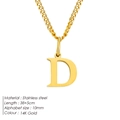 Elegante 14K vergulde roestvrijstalen ketting met een minimalistische hanger met letter D - Letterstijl(D) (CDNP014) / Goud