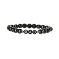 8mm Tigerauge- und Lavastein-Perlenarmband mit DAD-Buchstaben als Vatertagsgeschenk - Hellschwarz