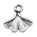 Vintage silver ginkgo leaf alloy pendant with detailed veins for DIY jewelry making - Ginkgo Leaf Style (10411)