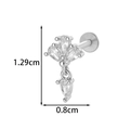 Silver star drop piercing with teardrop cubic zirconia and flat back stud design - Three Teardrop Flower Cluster Style (2606-3#) / Silver