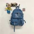 Zaino scuola blu scuro multitasche con inserti in PVC trasparente e fibbie decorative - Regular Fit / Zaino Blu (Senza Accessori)
