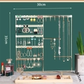 Golden multi-tier jewelry stand with wood base and clear dimension markings 30x35cm - Multifunctional Model / Gold