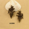 Vintage bronze fairy wing charm pendant for DIY jewelry making and handmade crafts - A1086 Flying Fairy