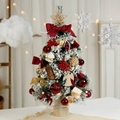 Mini tabletop flocked Christmas tree with red bows, pine cones, and warm LED lights - 60cm Red Berry Tree (With Snow) With Light