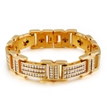 Bracciale da uomo placcato oro 18K con pietre lucide e maglie a croce vuote - 19cm (KB105167-BD) / Oro
