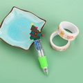 Christmas 4-color ballpoint pen with green rubber tree topper and translucent barrel - Christmas Series 6-Tree