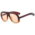 Occhiali da sole aviator oversize retrò con lenti sfumate arancioni e montatura marrone - Montatura Tè Lenti Champagne