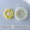 Sunflower silicone mold and yellow wax flower showing precise dimensions and mold weight - Sunflower Style (H-1027)