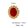 Detailed view showing 23.3mm height and 17.4mm inner diameter of vintage oval red ring - Red