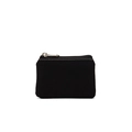 Minimalist black canvas coin purse with durable thick fabric texture and silver zipper - Black