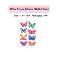 Kids glitter butterfly tattoo stickers set with colorful patterns for girls size 7.5x11cm - Multi-color Glitter Butterfly Style (QC-014)