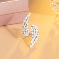 Anillo alas de ángel ajustable con circonitas de corte marquesa en plata - Plateado