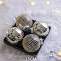 Christmas ball ornament set with gold mesh and silver glitter balls in a box - Gold Silver Hollow Mirror Mix (Q-A02-22)
