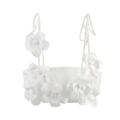 Crop top sexy bianco con fiori 3D e spalline sottili regolabili per donna - XS / Bianco