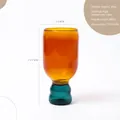 Creative two-tone high borosilicate glass cup with amber body and green wavy base - 350ml / Amber & Dark Green Contrast