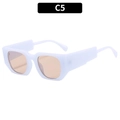 Modern white thick frame rectangular sunglasses with light tea lenses for fashion - Jelly Blue Frame Brown Lens