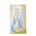 Blue pet nail clipper and file set with stainless steel blades in retail packaging - Large Blister Pack (With File) / Blue