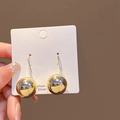 Orecchini alla moda in argento con sfere metalliche bicolore oro e argento lucido - Orecchini a sfera bicolore oro e argento (E3434-1)