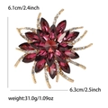 Funkelnde burgunderrote Kristallblumen-Brosche mit Goldakzenten und Strasssteinen in 6cm - Lila