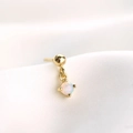 Macro detail of a single gold stud earring with a prong-set iridescent opal stone - Single Gold - Style E (Ball Stud)