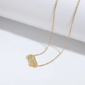 Golden school bus pendant necklace with clear rhinestones and ABS pearls on white background - Zirconia Inlaid Small Truck (Truck)