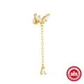 Golden S925 sterling silver tassel earring with sparkling marquise cut cubic zirconia - Single Gold #15 (Marquise Drop)