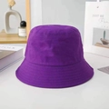 Close-up of purple cotton bucket hat showing detailed brim stitching and fabric texture - M / Small Brim / Purple