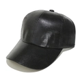 Dettaglio del cappellino da baseball in pelle PU nera lucida con struttura a sei pannelli - M (56-58cm) / Nero Metallico