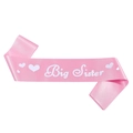Fascia in raso rosa Big Sister con scritte bianche e cuori per baby shower party - Fascia Rosa Big Sister