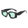 Fashionable kids' black square cat-eye sunglasses with translucent green lenses - Matte Black Frame Green Lens