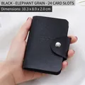 Black elephant grain RFID blocking wallet with 24 card slots and metal snap closure - 12 Slots / Black - Elephant Grain