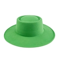 Sombrero fedora de fieltro de lana verde brillante con ala plana estilo vintage - M (56-58cm) / Verde Hierba