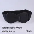 Elastic black waist belt for women with elegant cross bow knot faux leather buckle - 100cm Extended / Black