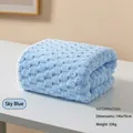 Sky blue 140x70cm coral fleece bath towel with soft textured cloud dot pattern - Cloud / Hand Towel 30x30cm / Lake Blue