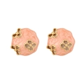 Vintage Emaille-Ohrstecker in Rosa und Gold mit kunstvollen, ausgeschnittenen Blumenmustern - 5# Rosa