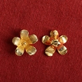 S925 sterling silver gold-plated cherry blossom charm with brushed metal texture finish - Peach Blossom (G)CD337