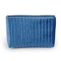 Blue quilted velvet cosmetic storage bag with premium textured finish and large capacity - Trapezoid Dark Blue