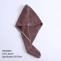 Brown microfiber hair drying towel cap with wavy pattern and button closure, size 65x25cm - Wave / 25*65cm / Brown