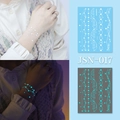 Luminous JSN-017 tattoo sticker with stars and wave patterns glowing in the dark - JSN-017 (Luminous Star Lines)