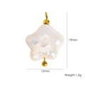Flower-shaped white pearl pendant with gold metal beads and hanging ring accessory - White Pearl Flower