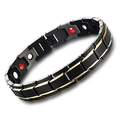 Polished black and gold magnetic therapy bracelet made of 316L stainless steel for couples - Men's Black & Gold