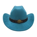 Chapeau de cowboy western turquoise en suédine avec un emblème d'étoile en bronze - Taille unique / Vert malachite