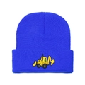Royal blue knitted beanie for kids featuring a yellow excavator embroidery pattern - M(52-54cm) / Royal Blue