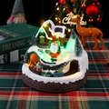 Luminous Christmas snow house resin musical box decoration with Santa and train - Round Santa Claus