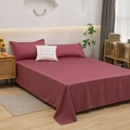 Minimalist deep pink washed cotton bedding set with matching pillowcases for bedroom - Pillowcase (Single) / Dark Mauve