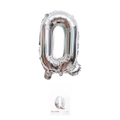 Silver letter Q foil balloon in 16-inch size with premium paper card packaging - 16" / Silver Letter Q (With Backing Card)