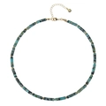 Detail of turquoise beaded necklace with golden heart charm and adjustable clasp - African Turquoise Necklace