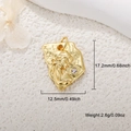 Detail view of gold-plated cameo pendant with embossed female bust and crystal stone - Girl Portrait